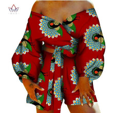 Load image into Gallery viewer, Women Sexy Bow-tie Top and Short Pants Sets Bazin Riche African Clothes 2 Pieces Pants Sets Dashiki Women