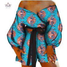 Load image into Gallery viewer, Women Sexy Bow-tie Top and Short Pants Sets Bazin Riche African Clothes 2 Pieces Pants Sets Dashiki Women