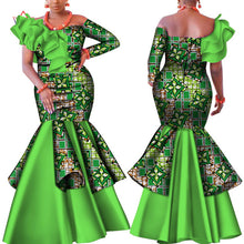Load image into Gallery viewer, Danshiki Africa Dress for Women Bazin Riche one-shoulder Sexy Slash Neck Wedding Party Dress