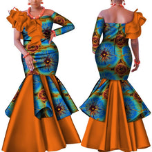 Load image into Gallery viewer, Danshiki Africa Dress for Women Bazin Riche one-shoulder Sexy Slash Neck Wedding Party Dress