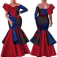 Load image into Gallery viewer, Danshiki Africa Dress for Women Bazin Riche one-shoulder Sexy Slash Neck Wedding Party Dress