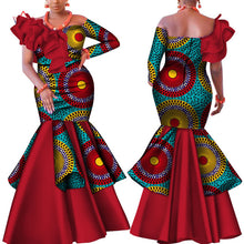 Load image into Gallery viewer, Danshiki Africa Dress for Women Bazin Riche one-shoulder Sexy Slash Neck Wedding Party Dress