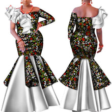 Load image into Gallery viewer, Danshiki Africa Dress for Women Bazin Riche one-shoulder Sexy Slash Neck Wedding Party Dress