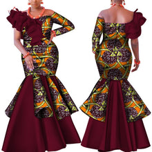 Load image into Gallery viewer, Danshiki Africa Dress for Women Bazin Riche one-shoulder Sexy Slash Neck Wedding Party Dress