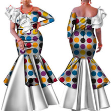 Load image into Gallery viewer, Danshiki Africa Dress for Women Bazin Riche one-shoulder Sexy Slash Neck Wedding Party Dress
