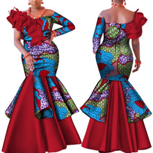 Load image into Gallery viewer, Danshiki Africa Dress for Women Bazin Riche one-shoulder Sexy Slash Neck Wedding Party Dress