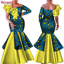 Load image into Gallery viewer, Danshiki Africa Dress for Women Bazin Riche one-shoulder Sexy Slash Neck Wedding Party Dress