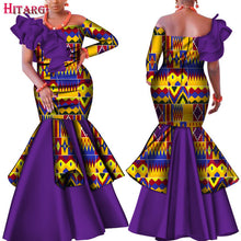 Load image into Gallery viewer, Danshiki Africa Dress for Women Bazin Riche one-shoulder Sexy Slash Neck Wedding Party Dress