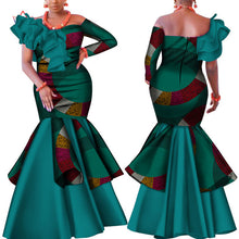 Load image into Gallery viewer, Danshiki Africa Dress for Women Bazin Riche one-shoulder Sexy Slash Neck Wedding Party Dress