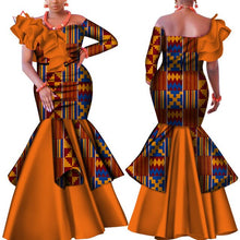 Load image into Gallery viewer, Danshiki Africa Dress for Women Bazin Riche one-shoulder Sexy Slash Neck Wedding Party Dress