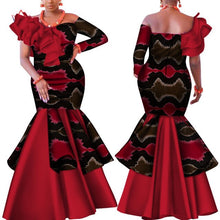 Load image into Gallery viewer, Danshiki Africa Dress for Women Bazin Riche one-shoulder Sexy Slash Neck Wedding Party Dress