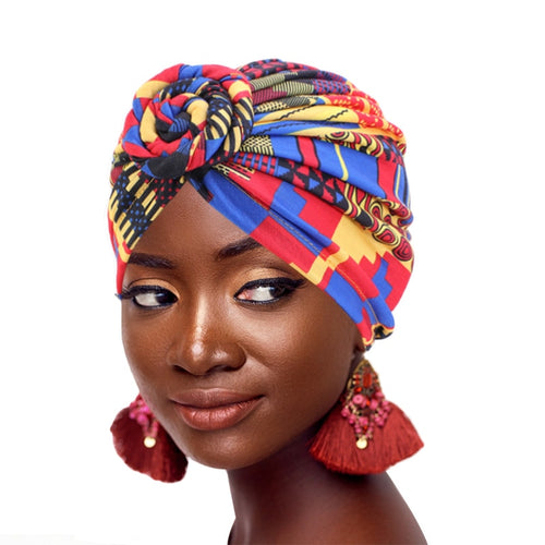 Fashion Women African Pattern Flower Turban Headscarf Headwrap Ladies Chemo Cap Bandanas Hair Accessories