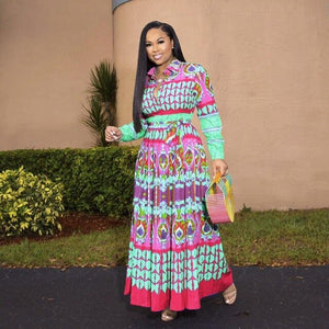 African Dresses For Women Robe Africaine 2019 African Clothing Dashiki Fashion Print Cloth Long Maxi Dress Africa Clothing