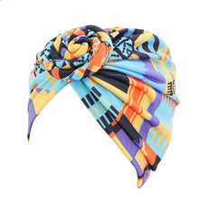 Load image into Gallery viewer, Women Tie Turban Hat Cotton Top Knot Traditional Tribal African Ankara Print Twist Headwrap Ladies Hair Accessories