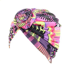 Load image into Gallery viewer, Women Tie Turban Hat Cotton Top Knot Traditional Tribal African Ankara Print Twist Headwrap Ladies Hair Accessories