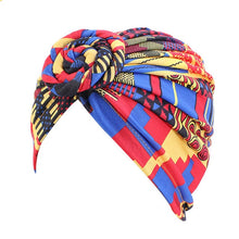Load image into Gallery viewer, Women Tie Turban Hat Cotton Top Knot Traditional Tribal African Ankara Print Twist Headwrap Ladies Hair Accessories
