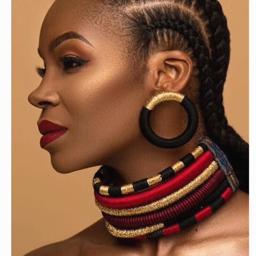 Liffly Brand Necklace Earrings Multi-layer Woven Bridal Wedding African Beads Jewelry Set for Women