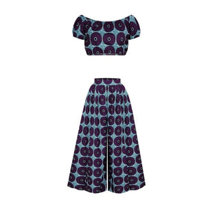 African Clothing Ankara Dashiki Print Top & Pants Suit Robes Sexy Ladies
