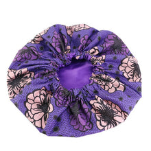 Load image into Gallery viewer, African Ankara Pattern Satin Lined Bonnet Women Long Ribbon Headwrap Double Layer Headscarf Hair Cover