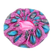 Load image into Gallery viewer, African Ankara Pattern Satin Lined Bonnet Women Long Ribbon Headwrap Double Layer Headscarf Hair Cover