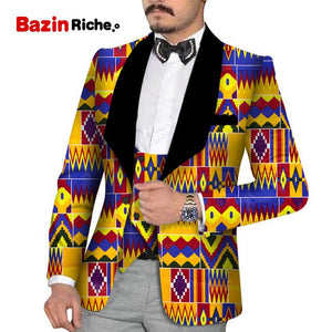 Men's Slim Fashion Party Wedding African Traditional Tribal Clothing Printed Dashiki Jacket