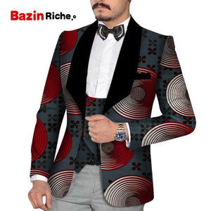 Men's Slim Fashion Party Wedding African Traditional Tribal Clothing Printed Dashiki Jacket