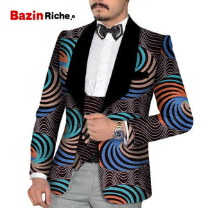 Men's Slim Fashion Party Wedding African Traditional Tribal Clothing Printed Dashiki Jacket