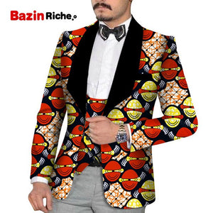 Men's Slim Fashion Party Wedding African Traditional Tribal Clothing Printed Dashiki Jacket