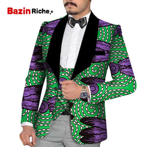 Men's Slim Fashion Party Wedding African Traditional Tribal Clothing Printed Dashiki Jacket