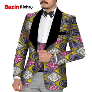 Men's Slim Fashion Party Wedding African Traditional Tribal Clothing Printed Dashiki Jacket