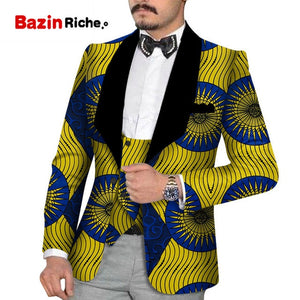Men's Slim Fashion Party Wedding African Traditional Tribal Clothing Printed Dashiki Jacket