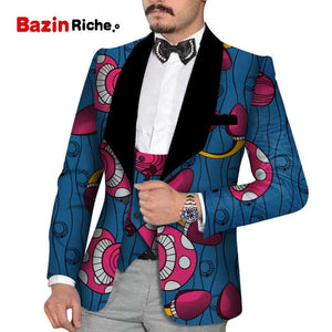 Men's Slim Fashion Party Wedding African Traditional Tribal Clothing Printed Dashiki Jacket
