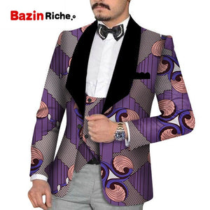 Men's Slim Fashion Party Wedding African Traditional Tribal Clothing Printed Dashiki Jacket
