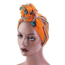 Load image into Gallery viewer, Cotton Women African Print Turban Chemo Cancer Cap Headwrap Bandana Stretch Long Hair Scarf Headscarf Tie