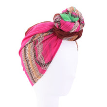 Load image into Gallery viewer, Cotton Women African Print Turban Chemo Cancer Cap Headwrap Bandana Stretch Long Hair Scarf Headscarf Tie