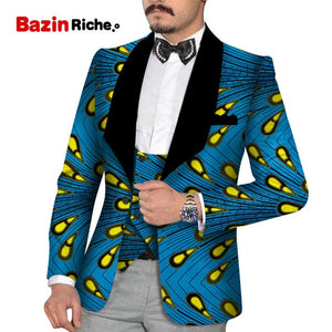 Men's Slim Fashion Party Wedding African Traditional Tribal Clothing Printed Dashiki Jacket
