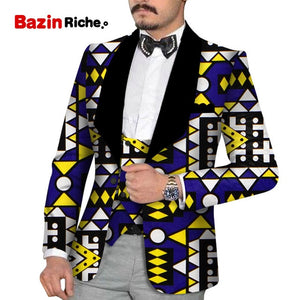 Men's Slim Fashion Party Wedding African Traditional Tribal Clothing Printed Dashiki Jacket