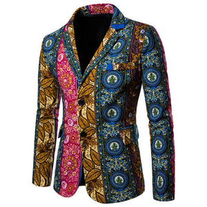 Men's Dashiki African Print Suit Blazer Tribal Traditional Jacket