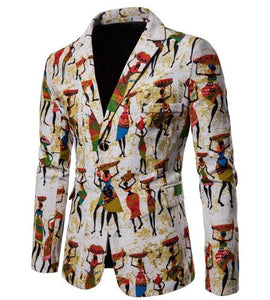 Men's Dashiki African Print Suit Blazer Tribal Traditional Jacket