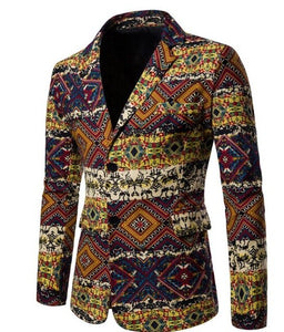 Men's Dashiki African Print Suit Blazer Tribal Traditional Jacket