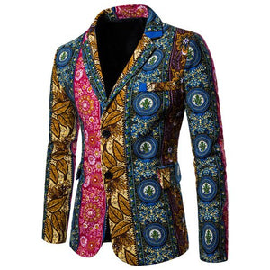 Men's Dashiki African Print Suit Blazer Tribal Traditional Jacket