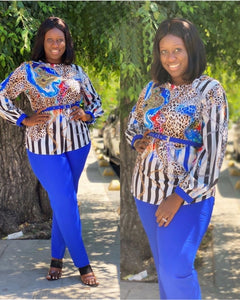 2 Piece Clothing Women Suits Ladies Business Office Shirt Top and Pants African Set For Ladies