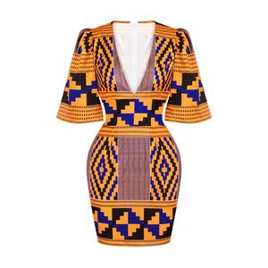 African Dresses for Women New Fashion Summer V-neck Short Sleeve Women's Clothes
