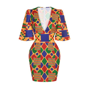 African Dresses for Women New Fashion Summer V-neck Short Sleeve Women's Clothes