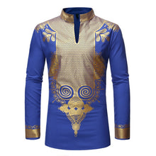 Load image into Gallery viewer, Black African Dashiki Print Shirt Men Fashion Streetwear Clothes Slim Fit Long Sleeve Shirt Chemise