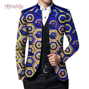 African Men's Ankara Print Blazer Jacket for Wedding and Party