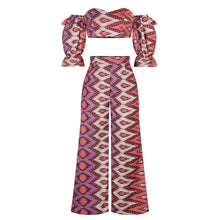 Load image into Gallery viewer, Summer Fashion Style African Women Printing Two Pieces Sets Top and Pant African Clothes Suit