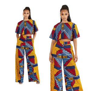 Autumn Sexy African Women Printing Two Pieces Sets Top and Skirt Clothes for Women