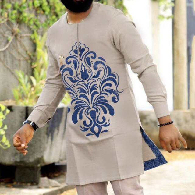 Summer Fashion Style African Men Printing Plus Size Long Sleeve