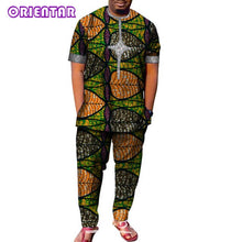 Load image into Gallery viewer, African Men Clothes Short Sleeve Dashiki Shirt and Long Pants Set Traditional Men Suits